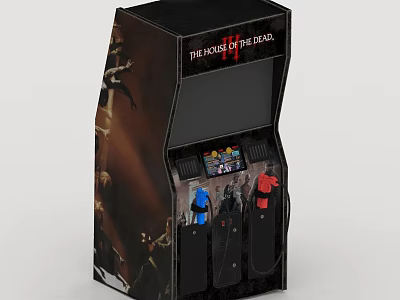 The House of the Dead III Arcade Machine With Dual Joysticks And Game Character Art 3d model