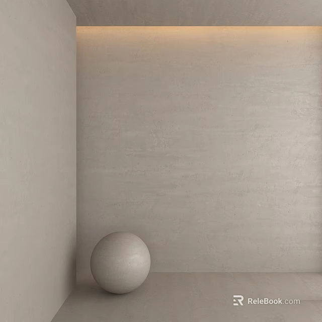 Minimalist Structure With Light Colored Wall Floor And White Sphere In Corner 3d model 