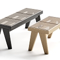 Modern Bench Rattan Bench Side Stool 3d model