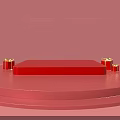Pink Background With Red Frame Decorations And Red Stepped Platform With Golden Gift Boxes 3d model