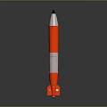 Red Rocket Model with Silver Accents Black Nose Cone and Reflective Stand Design