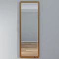 Sleek Full Length Mirror With Wooden Frame In Light Colored Room And Wooden Floor