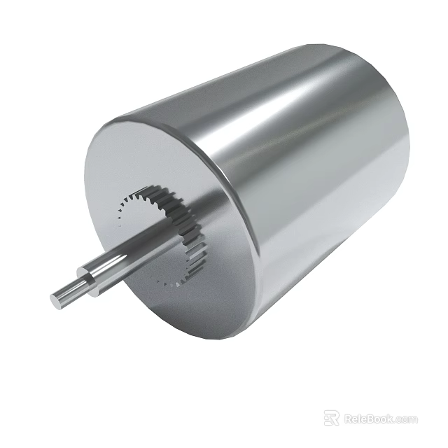 Industrial Metallic Cylindrical Mechanical Component With Inner Gear And Shaft Structure 3d model 