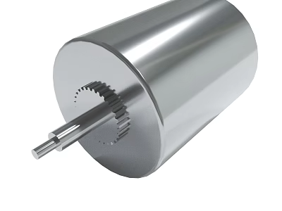 Industrial Metallic Cylindrical Mechanical Component With Inner Gear And Shaft Structure 3d model