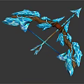 Mythical Blue Ice Crystal Wooden Bow And Arrow With Red Accents