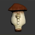 Cartoon Mushroom Character With Red Cap White Body And Striped Arms Legs