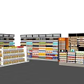 Retail Display Shelves With Various Products Neatly Arranged In Store
