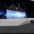 High-Quality Development Achievement Display Stage Featuring City Skyline Lighting and Large Screen 3d model