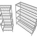 Metal Display Shelves With Multiple Wire Grid Tiers For Retail Storage Solutions