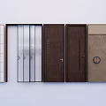Various Door Designs With Wooden Glass Grid And Patterned Panel Styles 3d model