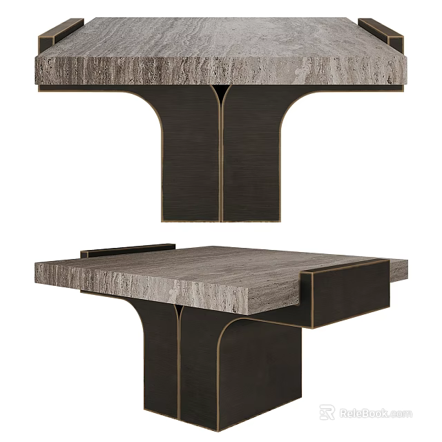 Modern Home Office Desk With Sleek Wooden Top And Black Metal Frame Design 3d model 