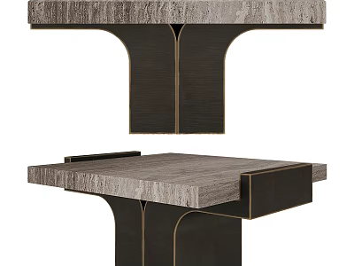 Modern Home Office Desk With Sleek Wooden Top And Black Metal Frame Design 3d model