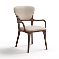 Modern Single Chair Featuring Light Colored Seat Backrest And Dark Wooden Armrests Frame