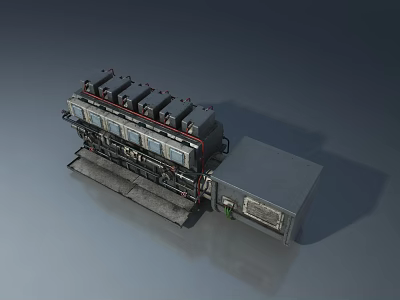 Mechanical Hinged Door System With Metal Frames And Control Panel 3d model