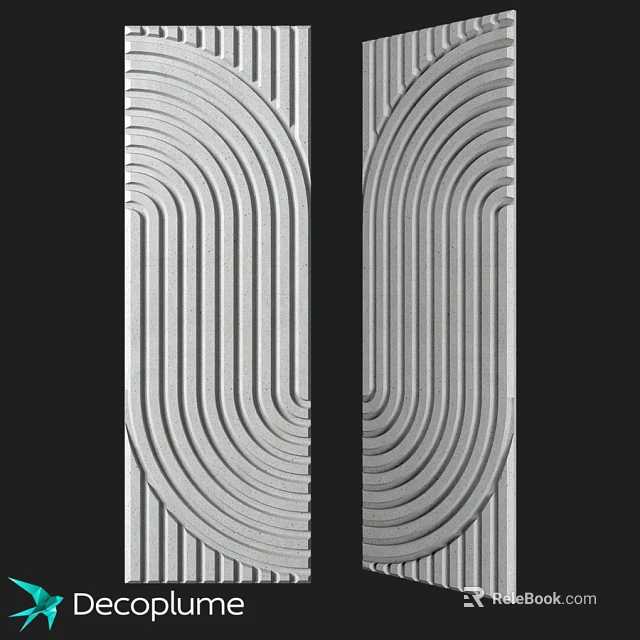 Dual Modern Textured Decorative Components With Curved Striped Patterns 3d model 