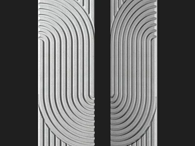 Dual Modern Textured Decorative Components With Curved Striped Patterns 3d model