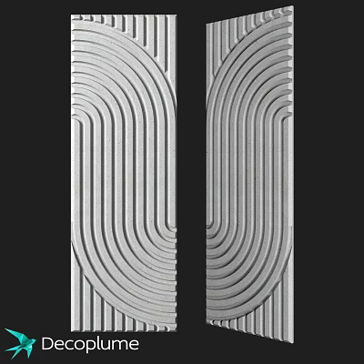 Dual Modern Textured Decorative Components With Curved Striped Patterns 3d model