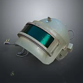 Durable Protective Industrial Safety Helmet With Green Visor And Coiled Cable