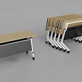 Foldable Conference Tables With Wooden Tops Metal Frames And Casters Unfolded And Stacked