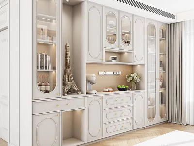 French Wine Cabinet Cream Sideboard Water Bar Cabinet 3d model