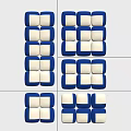Modern Blue and White Geometric Square Wall Decor with Modular Panels 3d model