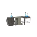 Modern Dining Table Design With Geometric Wood Structure And Metal Frame Decor