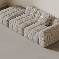Modern Plaid Sectional Sofa With Neutral Tones And Comfortable Seating 3d model