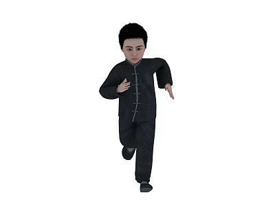 A Man In Traditional Black Martial Arts Outfit Practicing Kung Fu Movements 3d model