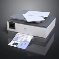 HP Office Printer Efficiently Printing Documents with Colorful Charts and Text 3d model