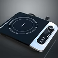 Sleek Electric Induction Cooker With Black Ceramic Panel And Control Knob 3d model