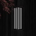 Modern Wall Lamp With Glass Shade On Dark Wooden Wall And Red Leaves