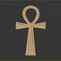 Ancient Egyptian Style Golden Ankh Symbol Metal Decorative Household Item With Intricate Carvings