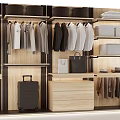 Modern Wardrobe Interior Design With Hanging Clothes Bags Shoes Drawers And Shelves