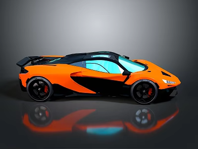 Orange And Black Sports Car With Sleek Aerodynamic Body And Reflective Surface 3d model