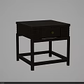 Dark Brown Bedside Table With Single Drawer Gold Knob And Square Legs 3d model