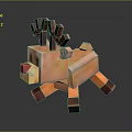 3D Pixelated Cartoon Reindeer Character With Red Nose Antlers And Orange Body