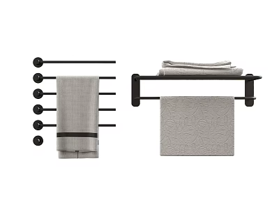 Sleek Modern Bathroom Accessories With Multiple Towel Racks And Folded Towels 3d model