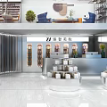 Modern Specialty Store Interior With Spacious Two Floors Bright Display Cabinets And Shelves