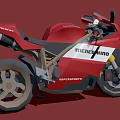 Red Sporty Motorcycle with Bright Headlight Black Seat Yellow Forks and NERODIN Logo