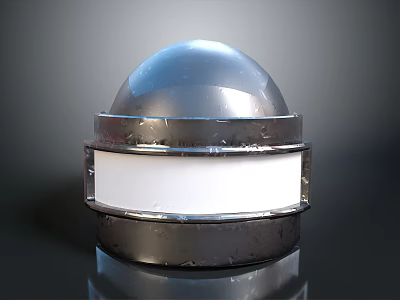 Metallic Weapon Sphere Component With Silver Surface And White Stripe Detail 3d model