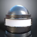 Metallic Weapon Sphere Component With Silver Surface And White Stripe Detail
