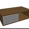 Modern Wooden Coffee Table With White Panel And Open Shelf Storage 3d model