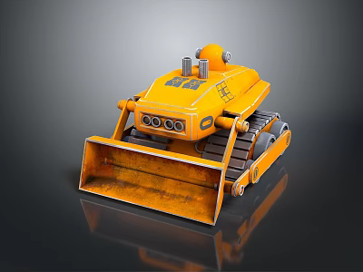 Yellow Industrial Bulldozer Utility Vehicle With Tracks And Front Blade Design 3d model