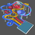 Colorful Twisting Water Park Play Equipment With Multiple Slides And Circular Rectangular Pools