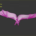 3D White Dragon Model With Spread Wings Black Eyes And Red Tongue