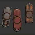Vintage Rusty Car Models With Red Brown Worn Exterior And Metallic Texture