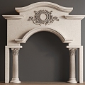 European-style carved door arch column 3d model