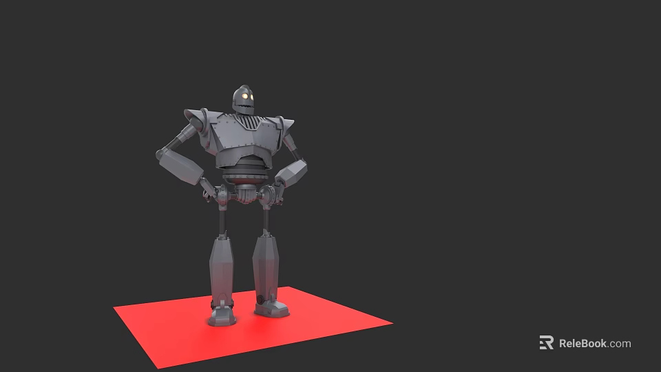 Game Movie Character Robot Standing On Red Platform With Black Background 3d model 