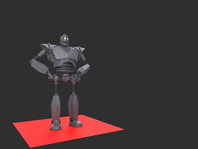 Game Movie Character Robot Standing On Red Platform With Black Background 3d model