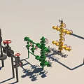 Industrial Piping System With Green Yellow Valve Components And Control Equipment